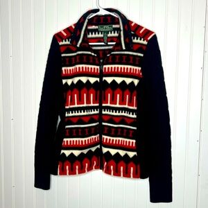 L-RL Ralph Lauren Active Southwestern Full Zip Fleece Cable Knit Jacket Large